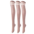 thumbnail image 2 of Lovely Annie Women's 3 Pairs Incredible Durable Super Soft Unique Over Knee High Thigh High Cotton Socks Size 6-9 A1022Black, Kakhi, White, 2 of 4