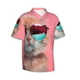 thumbnail image 2 of Daiia Cool Cat Pink Sunglasses Hawaiian Shirt for Men Gentle Cotton Regular Short Sleeve Casual-X-Large, 2 of 9