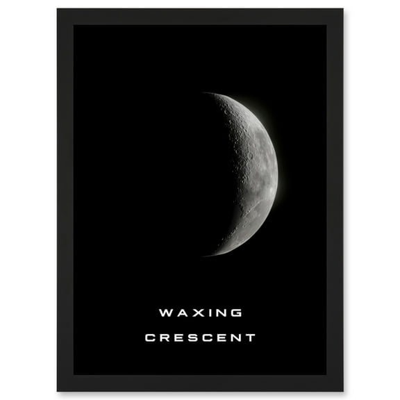 Phases of the Moon Astronomy Waxing Crescent Lunar Space Poster Artwork Framed Wall Art Print A4