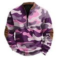 thumbnail image 2 of Men's Casual Sweatshirt American Camouflage Print Round Neck Long Sleeve Half Pullover for Winter Outdoor Wear,Pink,L, 2 of 4