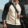 thumbnail image 5 of Dwelliawo Men's Zip Up Sport Jacket Color Block Stand Collar Athletic Outerwear Lightweight Quick Dry Honeycomb Knit For Running Gym Training Casual Daily Activities Khaki 2xL, 5 of 6