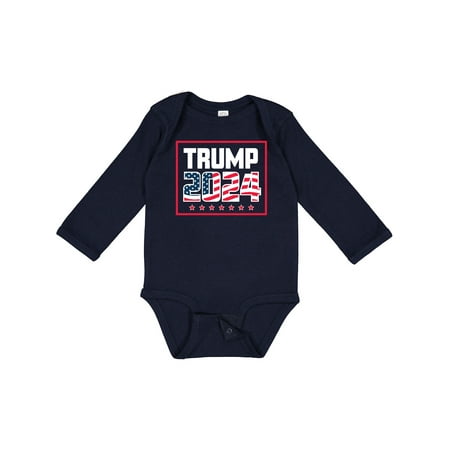 

Inktastic Trump 2024 Election Flag Boys or Girls Long Sleeve Baby Bodysuit
