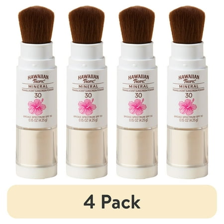 (4 pack) Hawaiian Tropic Mineral Powder Sunscreen Brush SPF 30, 0.15oz