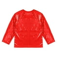 thumbnail image 4 of YONGHS Kids Girls Boys Shiny Sequins Dance Crop Tops T-Shirt Dancewer Jazz Hip-Hop Costume Red 11-12, 4 of 7