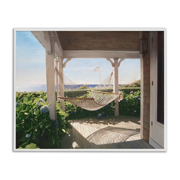 Stupell Industries Coastal Hammock & Coastal Porch White Framed Giclee Art, 14 x 11, by Tom Mielko
