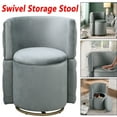 thumbnail image 3 of 360° Swivel Accent Chair Storage Ottoman Linen Fabric Armchair Bedroom Stool Club Chair Gray, 3 of 9