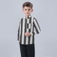 thumbnail image 5 of Oxford Dress Shirts for Boys Striped Long Sleeve Collared Button Up Shirt with Chest Pocket School Uniform (4-5 Years, Black 01), 5 of 7