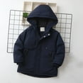 thumbnail image 3 of Cethrio Boys Winter Coats, Windproof Warm Thickened Full Zip Winter Outerwear with Hood Navy Size 12-13 T, 3 of 5