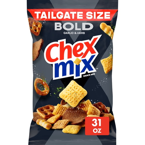 Chex Mix Bold Garlic and Herb Snack Mix, Snacks, Tailgate Size, 31 oz