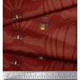 thumbnail image 2 of Soimoi Red Poly Georgette Fabric Architectural Structure & Hot Air Balloon Holiday Printed Fabric 1 Yard 52 Inch Wide, 2 of 3
