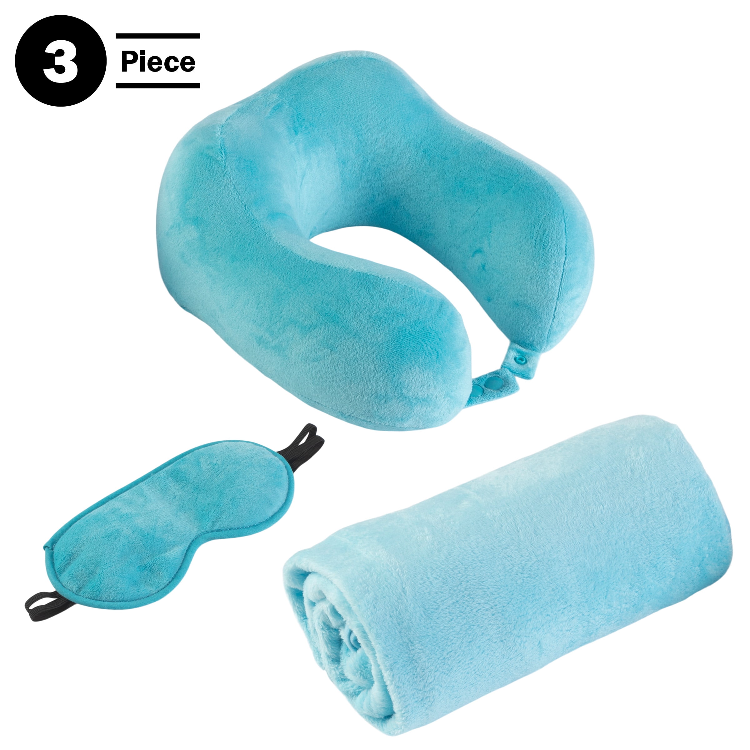 Home-Complete Travel Neck Pillow Set with Fleece Blanket and Home-Complete Travel Neck Pillow Set with Fleece Blanket and