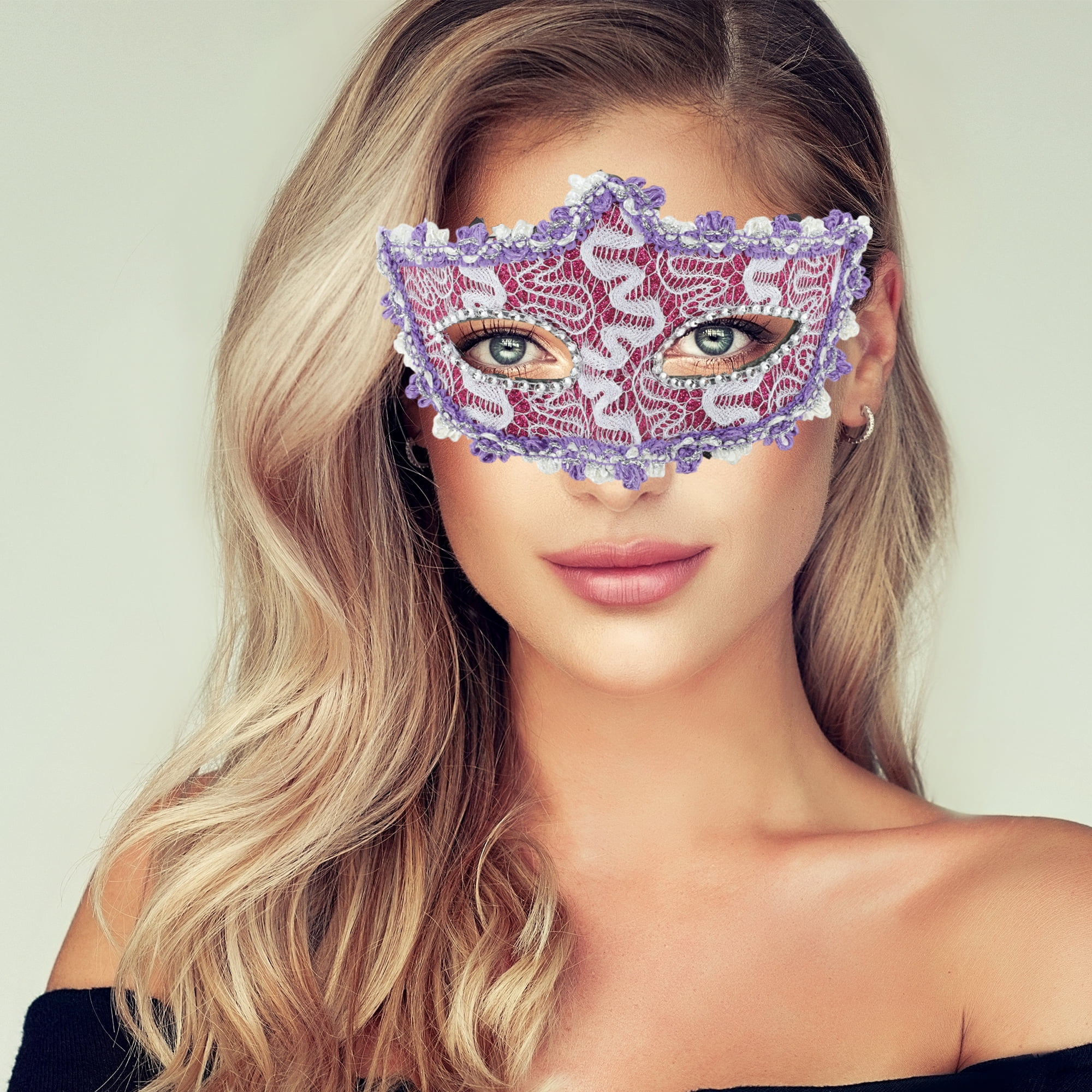 Unique Bargains 1 Box Pointed Head Dragon-Design Half Face Mask Purple