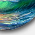 thumbnail image 3 of Designart 'Blue Waves Breaking At The Beach Landscape V' Nautical & Coastal Circle Metal Wall Art 36x36 - Disc of 36, 3 of 5