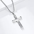 thumbnail image 3 of PAMTIER Unisex Stainless Steel Simple Hip Hop 2 Colors Refraction Ray Cross Pendant Amulet Crucifix Necklace Christian Jewelry Silver Free Chain, 3 of 5
