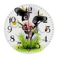 thumbnail image 1 of Country Style Cow Pattern Wooden Wall Clock Decor, Home Office Compatible, Sturdy and Durable, 25cm, 10 Inch, 1 of 3