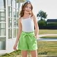 thumbnail image 5 of Jinhomg Girls Cute Summer Shorts Baggy Ruffle High Waisted Shorts Adjustable Tie Knot Summer Dress Shorts with Pockets 2025 Casual Short Pants Green 9 Years, 5 of 10