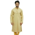 thumbnail image 1 of Atasi Men's Beige Kurta Pyjama Set Long Cotton Tunic Shirt Ethnic Wear-Medium, 1 of 7