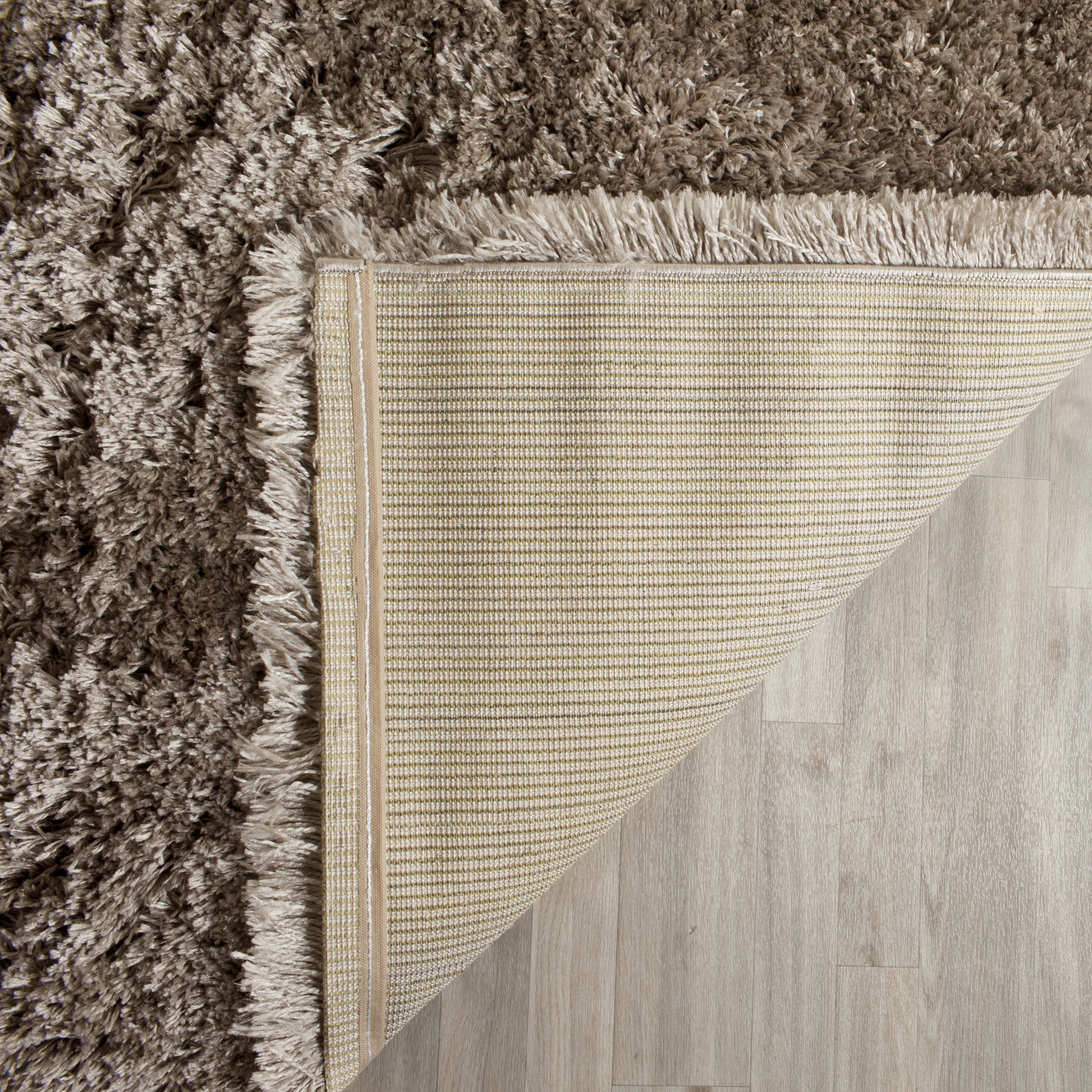 SAFAVIEH Polar Abbot Solid Shag Area Rug, Mushroom, 5'1" x 5'1" Square