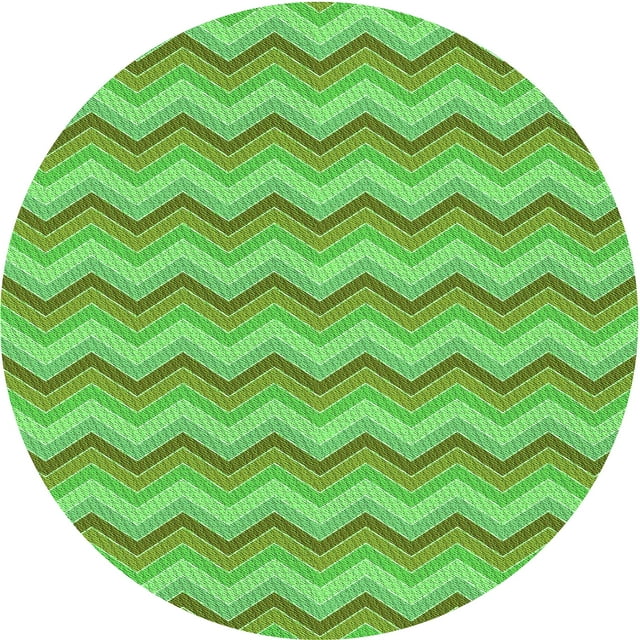 Ahgly Tapis Rond Lavable en Machine Intérieur Transitionnel Vert Émeraude, 3 Pieds Rond