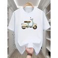 thumbnail image 1 of 1pc Men's Casual Summer T-Shirt with Electric Scooter Print, Cotton Knit Fabric, Round Neck, Comfort Fit, Fashion Short Sleeve Top for Adults, 1 of 6