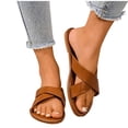 thumbnail image 4 of Wensltd Women's Sandals Summer Casual Retro Beach Outdoor Plus Size Wide Strap Sandals Open Toe Flat Sole Brown, 4 of 9