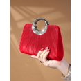 thumbnail image 5 of Women’s Red Pleated Evening Clutch Bag with Rhinestone Handle, Elegant Formal Party Wedding Prom Handbag, Crossbody Shoulder Chain Evening Bag, 5 of 7
