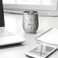 thumbnail image 3 of 12oz Stemless Wine Tumblers Gray Cow Expression Pattern Vacuum Insulated Stainless Steel Travel Tumbler Cups Mug with Lid and Straw for Champaign,Cocktail,Beer with Cleaning Brush, 3 of 5