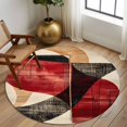 thumbnail image 2 of Round Rugs 5Ft, Red Black Abstract Round Area Rug Washable Indoor Throw Carpet, Vintage Artwork Beige Soft Non Slip Circle Rug for Cabinet Bathroom Home Decor Aesthetic, 2 of 8