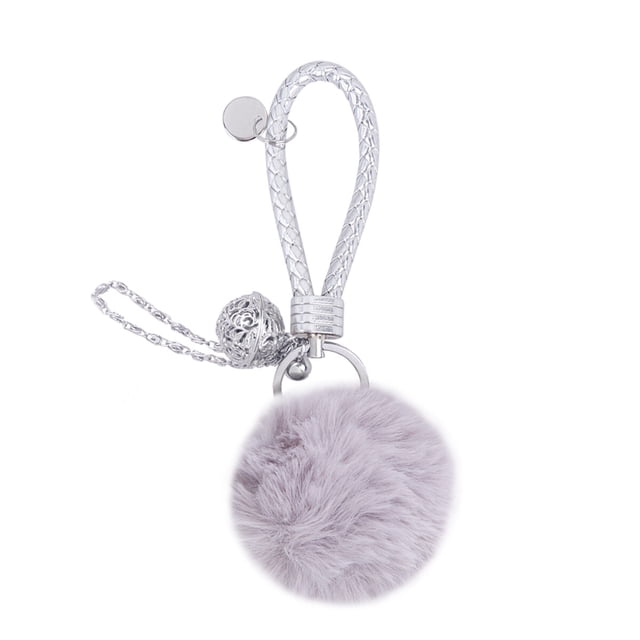 MasteelfCA Plush Ball Keychain Fashion Keychain Accessory Hanging Key Rings Bag Pendant (Grey)