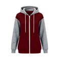thumbnail image 7 of Nugftut Hoodies for Women Plus Size Color Block Raglan Sleeve Pockets Zip Hooded Sweatshirts, 7 of 7