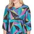 thumbnail image 4 of Alfred Dunner Womens Petite Abstract Stained Glass Top With Necklace, 4 of 4