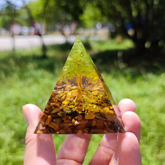 LAMIRO Amethyst Crystal Healing Pyramid Obsidians Chakra Energy Orgone Stones