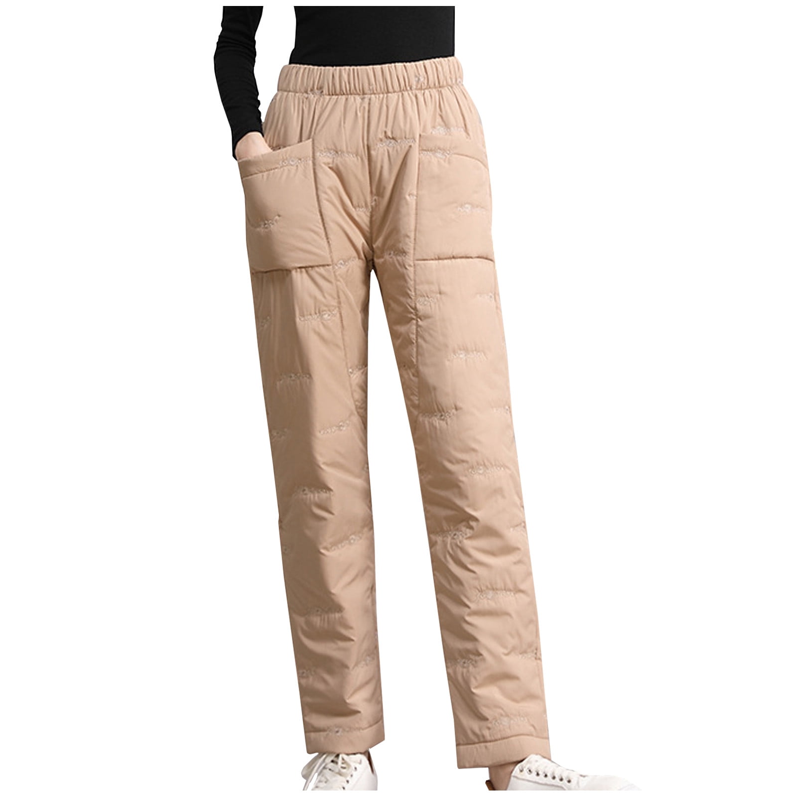 KIJBLAE Women's Bottoms Fashion Full Length Trousers Straight Leg Pants For  Girls Solid Color Comfy Lounge Casual Pants Khaki XL - Walmart.com