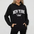 thumbnail image 2 of Hpapadks Womens Hoodies Oversized City Print Long Sleeve Drawstring Large Pocket Hooded Womens Sweatshirt Black L, 2 of 5