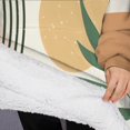 thumbnail image 3 of Oversized Wearable Blanket Hoodie,Orange Boho Geometric and Plant Pattern Sherpa Blanket Hoodie with Super Pockets,Super Warm Fuzzy Pullover for Women & Men, 3 of 6