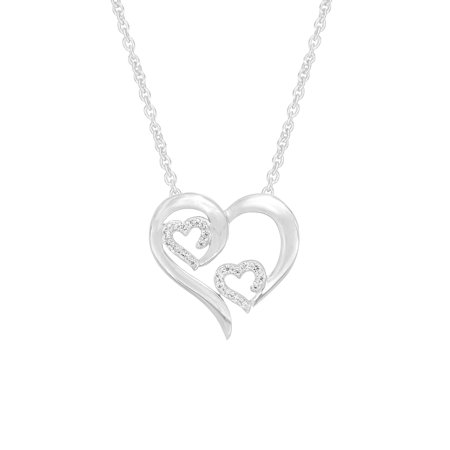 Moissanite Triple Heart Pendant Necklace for Women 1/4 Carat Round Lab Created Diamond Necklace 18k White Gold Plated Sterling Silver (0.25 Cttw, D Color, VVS1) Jewelry Gift For Women Her