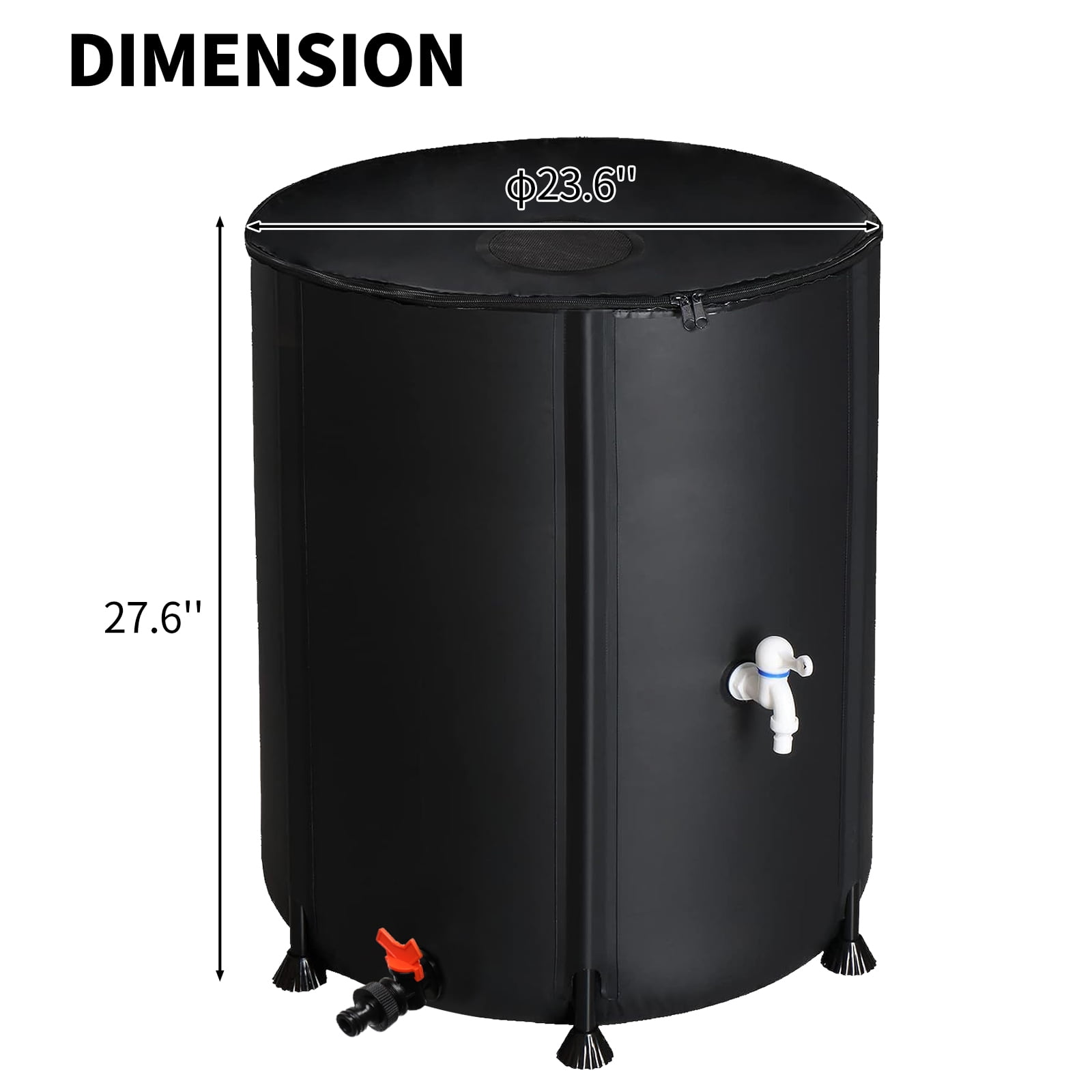BAYUELSWU 50 Gallon Collapsible Rain Barrel, Portable Water Storage Tank, Folding Rain Barrel Water Collector with Spigots (Black)