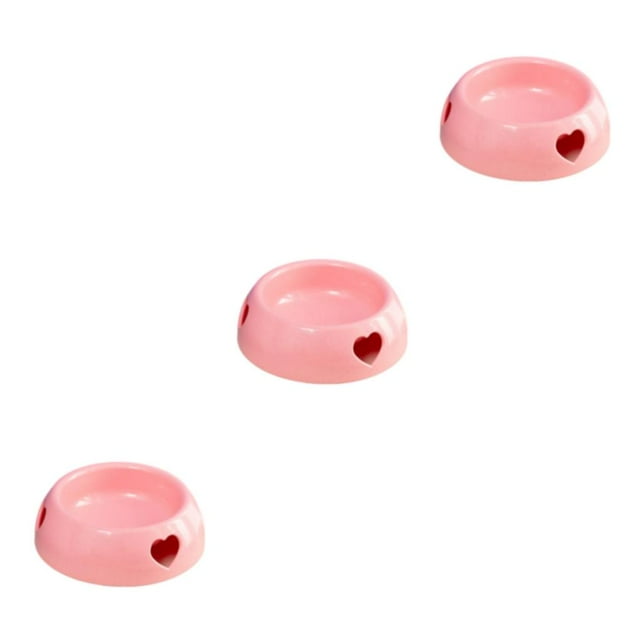 maskred Cute And Fashionable Love Shaped In Plastic Dog Bowl And Multiple pink small size 3Set