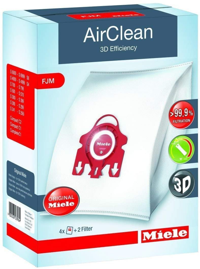 4 Bags and 2 Filters Miele 10123210 AirClean 3d Efficiency Dust Bag 