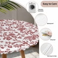 thumbnail image 3 of Round Fitted Tablecloth,Red Pastoral Flower Circle Table Cover Waterproof Table Cloth with Elastic Edge,Vintage Rustic Farmhouse Floral Outdoor Tablecloths for Kitchen Picnic 55-60in, 3 of 9