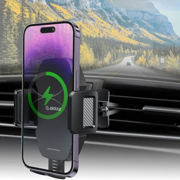 Esoulk 15W Wireless Universal Fast Car Charger with Vent Bracket - Black