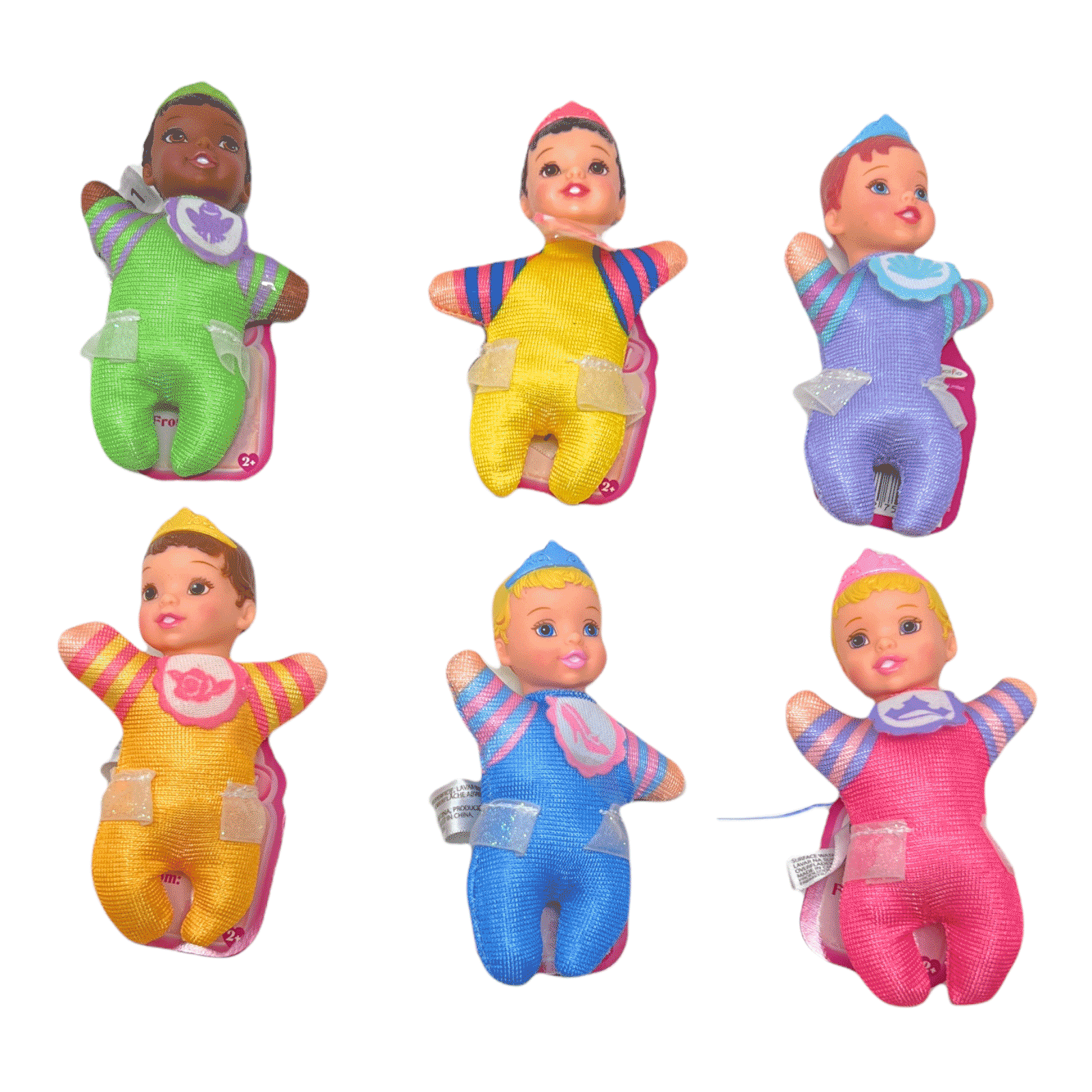 Jakks Pacific Disney Princess Mini Baby Infant Doll, 4-Inch, Set of 6 (Cinderella;Belle;Aurora;Snow White;Tiana;Ariel)