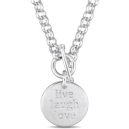 Live-Laugh-Love Charm Sterling Silver Necklace, 18