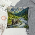 thumbnail image 2 of Autua Bear Mountains Stream Graphic Decorative Throw Pillow Cover for Home Couch Living Room Bed Sofa - Short Plush Material - Invisible Zipper Design - 1PC Car Bedroom Cushion Cover 22x22in, 2 of 5
