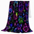 thumbnail image 2 of Neon Gothic Motifs Chains Bows, Festive Halloween Scene, Warm Flannel Blanket for Living Room and Family Room with Detailed Artwork, Art Lovers Halloween Gift, Festive Home Decor, 2 of 9