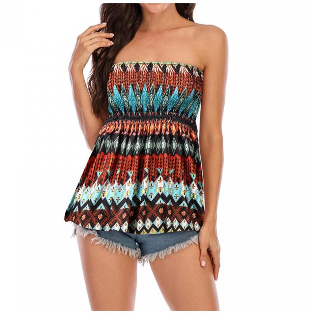 Mujeres sin tirantes Bandeau Tank Tops Verano Casual Sin mangas Tube Shirt Blusa Tanks Top Fridja qr4245