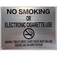thumbnail image 1 of NYC Smoke free Act Sign "No Smoking or Electric cigarette Use" + Warning ( 8.5x11, Brush Aluminium), 1 of 2