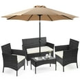 thumbnail image 5 of SHOUFTW 4-Piece Outdoor Wicker Patio Set with Cushions and Glass Table – Perfect for Garden, Terrace, or Porch in Black, 5 of 7
