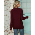 thumbnail image 4 of SOMER Women Sweaters Long Sleeve V Neck Pullover Collar Knitted Sweaters Burgundy, 4 of 6