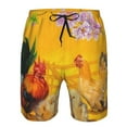 thumbnail image 3 of Honeii's The Chicken Family Print Men's Casual Shorts with Drawstring，Swim Trunks Quick Dry Beach Shorts, 3 of 5